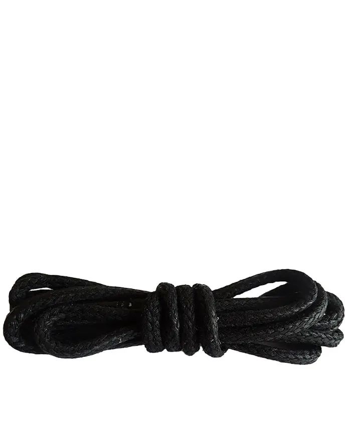 Czarne, woskowane, sznurówki do butów okrągłe grube 120 cm Kaps